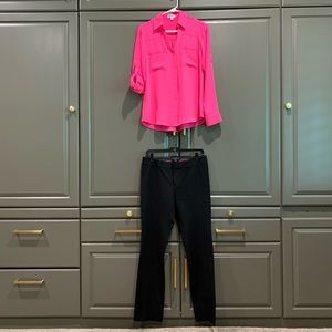 Banana Republic blk slacks, sz 4 & hot pink blouse